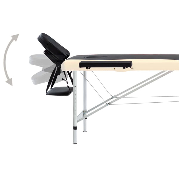 Klappbare Massageliege 2-Zonen Schwarz Beige