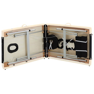 Klappbare Massageliege 2-Zonen Schwarz Beige