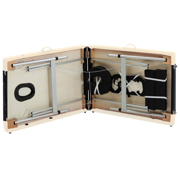 Klappbare Massageliege 2-Zonen Schwarz Beige