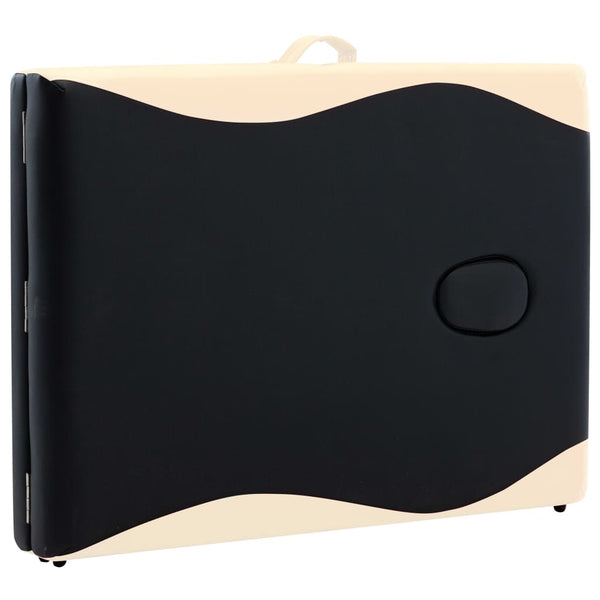 Klappbare Massageliege 2-Zonen Schwarz Beige
