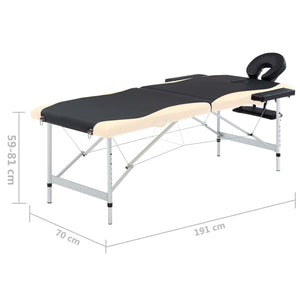 Klappbare Massageliege 2-Zonen Schwarz Beige