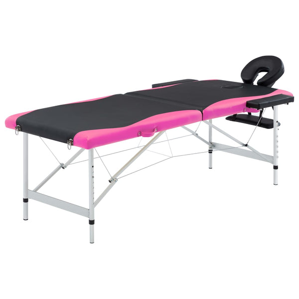 Klappbare Massageliege 2-Zonen Schwarz/Rosa