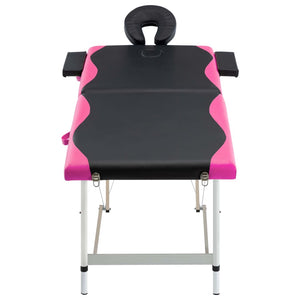 Klappbare Massageliege 2-Zonen Schwarz/Rosa