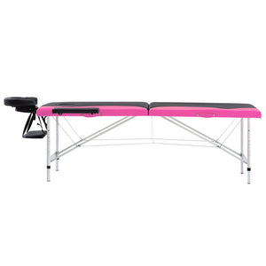 Klappbare Massageliege 2-Zonen Schwarz/Rosa