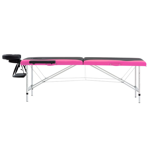 Klappbare Massageliege 2-Zonen Schwarz/Rosa