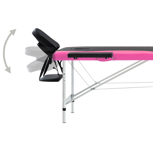 Klappbare Massageliege 2-Zonen Schwarz/Rosa