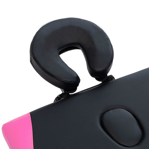 Klappbare Massageliege 2-Zonen Schwarz/Rosa