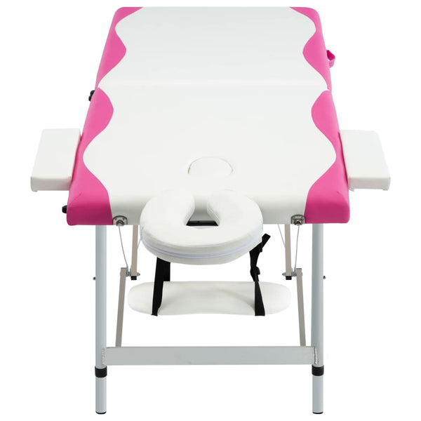 Klappbare Massageliege 2-Zonen Weiß & Rosa