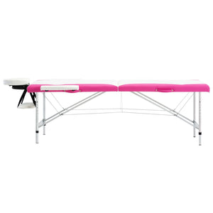 Klappbare Massageliege 2-Zonen Weiß & Rosa