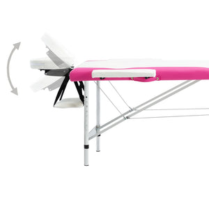 Klappbare Massageliege 2-Zonen Weiß & Rosa