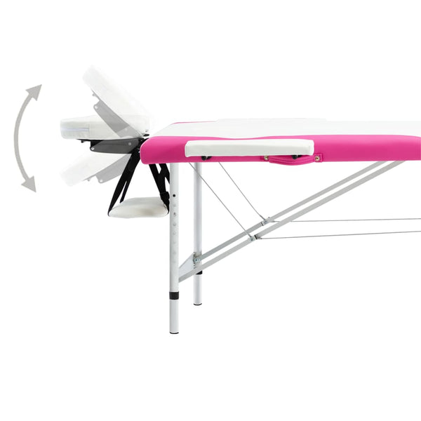 Klappbare Massageliege 2-Zonen Weiß & Rosa