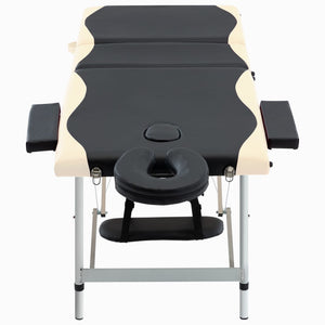 Klappbare Massageliege 3-Zonen Aluminium Schwarz Beige