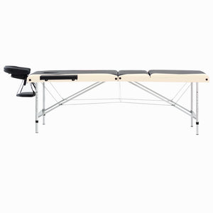 Klappbare Massageliege 3-Zonen Aluminium Schwarz Beige