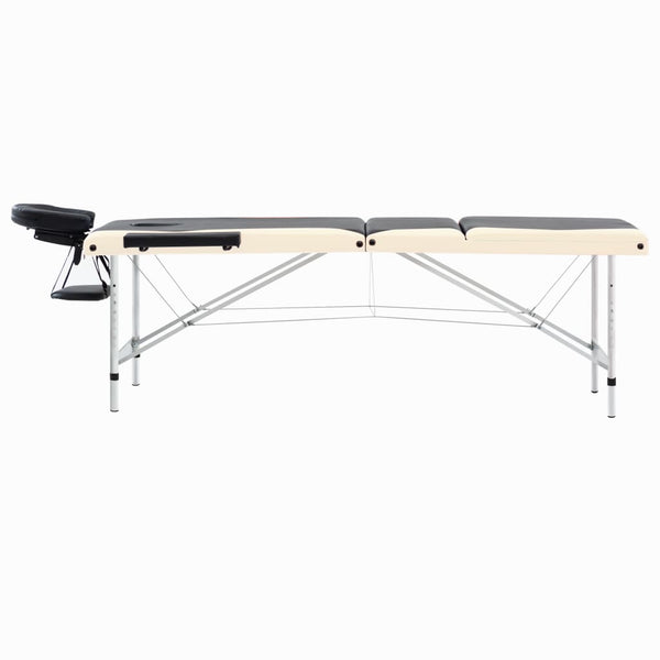 Klappbare Massageliege 3-Zonen Aluminium Schwarz Beige