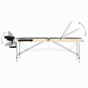 Klappbare Massageliege 3-Zonen Aluminium Schwarz Beige
