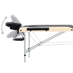 Klappbare Massageliege 3-Zonen Aluminium Schwarz Beige