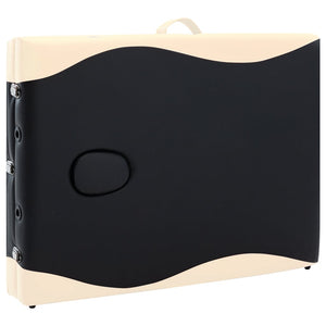 Klappbare Massageliege 3-Zonen Aluminium Schwarz Beige