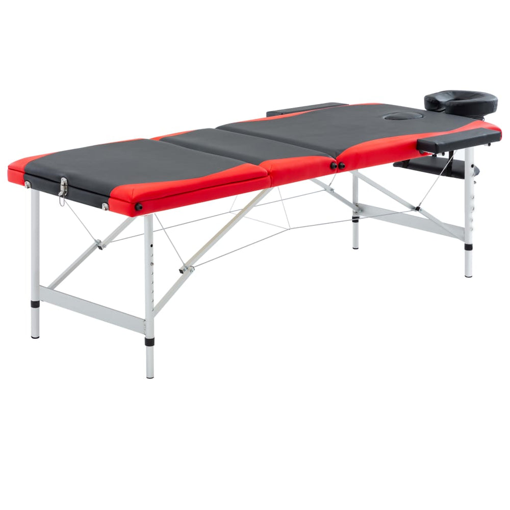 Klappbare Massageliege 3-Zonen Schwarz/Rot