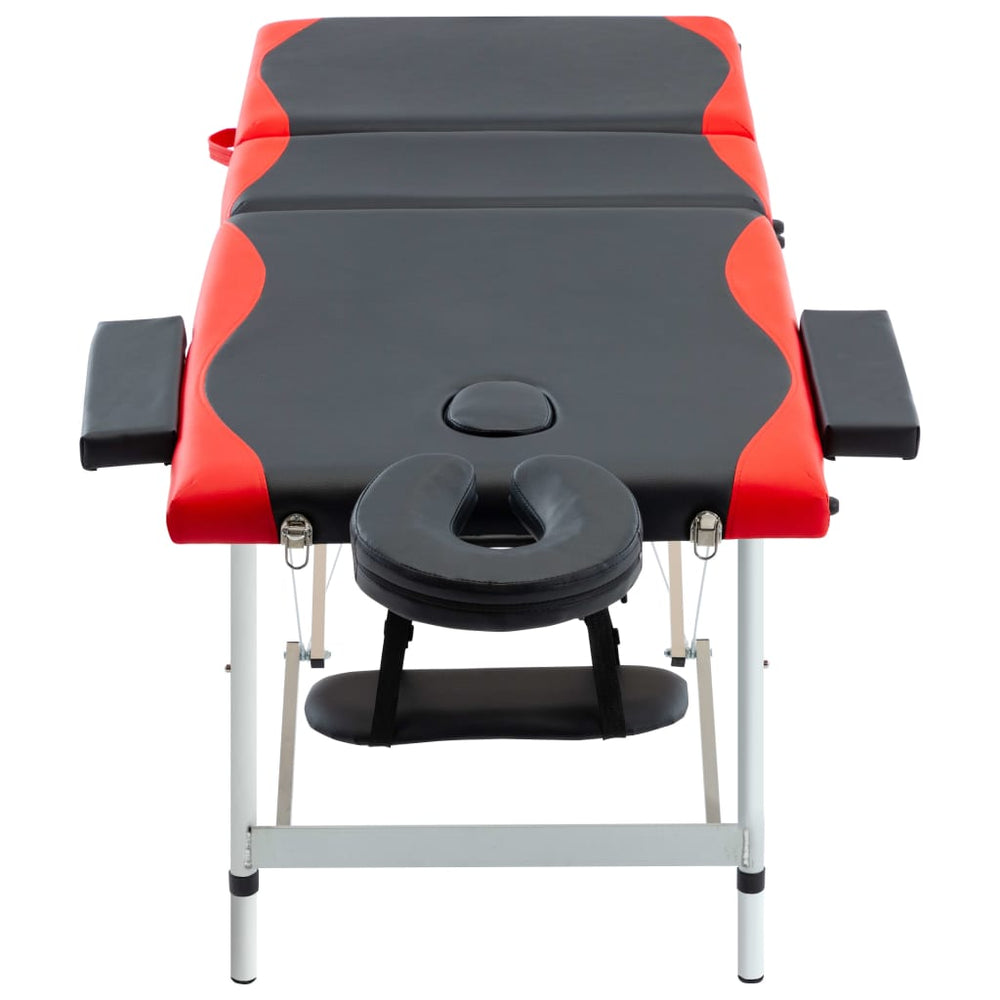 Klappbare Massageliege 3-Zonen Schwarz/Rot