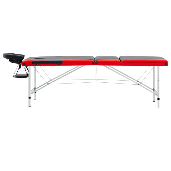 Klappbare Massageliege 3-Zonen Schwarz/Rot