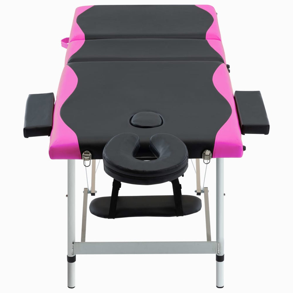 Klappbare Massageliege 3-Zonen Schwarz/Rosa