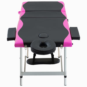 Klappbare Massageliege 3-Zonen Schwarz/Rosa