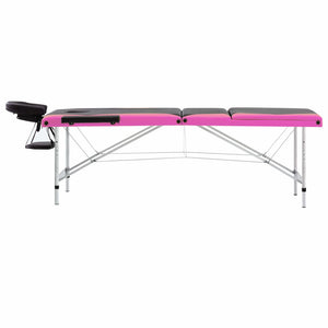 Klappbare Massageliege 3-Zonen Schwarz/Rosa