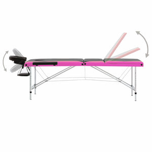 Klappbare Massageliege 3-Zonen Schwarz/Rosa