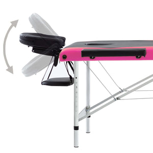 Klappbare Massageliege 3-Zonen Schwarz/Rosa
