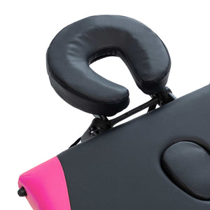 Klappbare Massageliege 3-Zonen Schwarz/Rosa