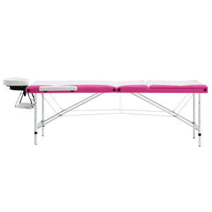 Klappbare Massageliege 3-Zonen Weiß/Rosa