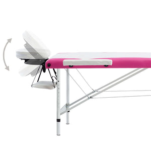 Klappbare Massageliege 3-Zonen Weiß/Rosa