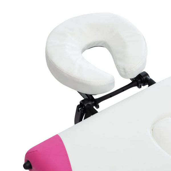 Klappbare Massageliege 3-Zonen Weiß/Rosa