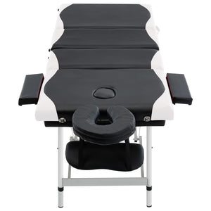 Massageliege Klappbar 4-Zonen Aluminiumgestell Schwarz und Weiß