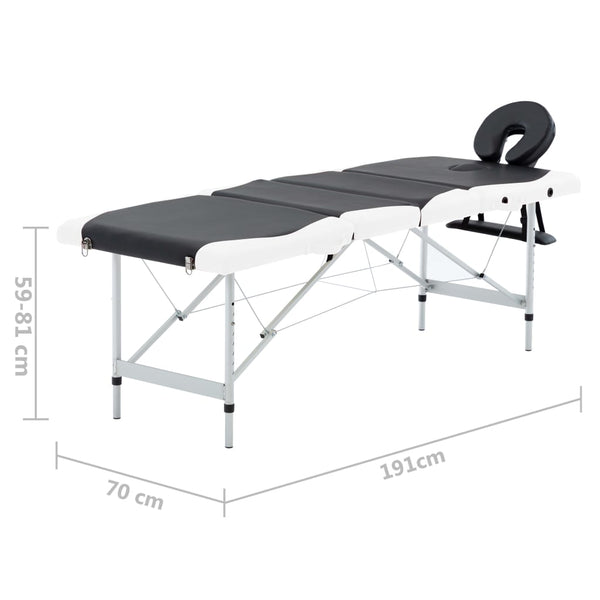 Klappbare Massageliege 4 Zonen Aluminium