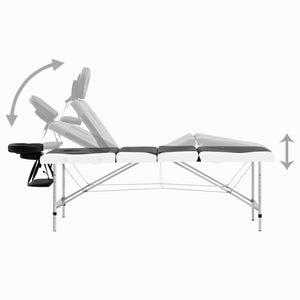 Massageliege Klappbar 4-Zonen Aluminiumgestell Schwarz und Weiß