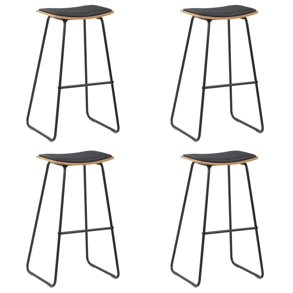 vidaXL Tabourets de bar 4 pcs Similicuir Noir
