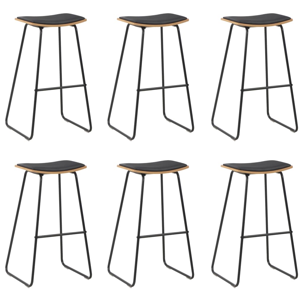 vidaXL Tabourets de bar 6 pcs Similicuir Noir