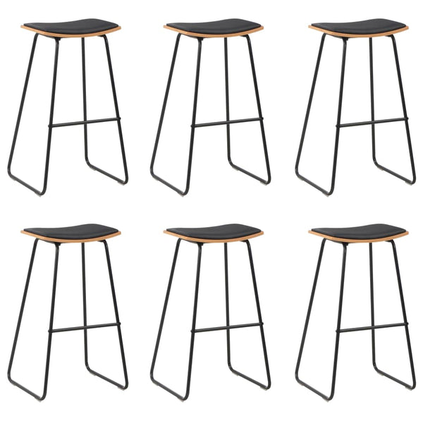 vidaXL Tabourets de bar 6 pcs Similicuir Noir