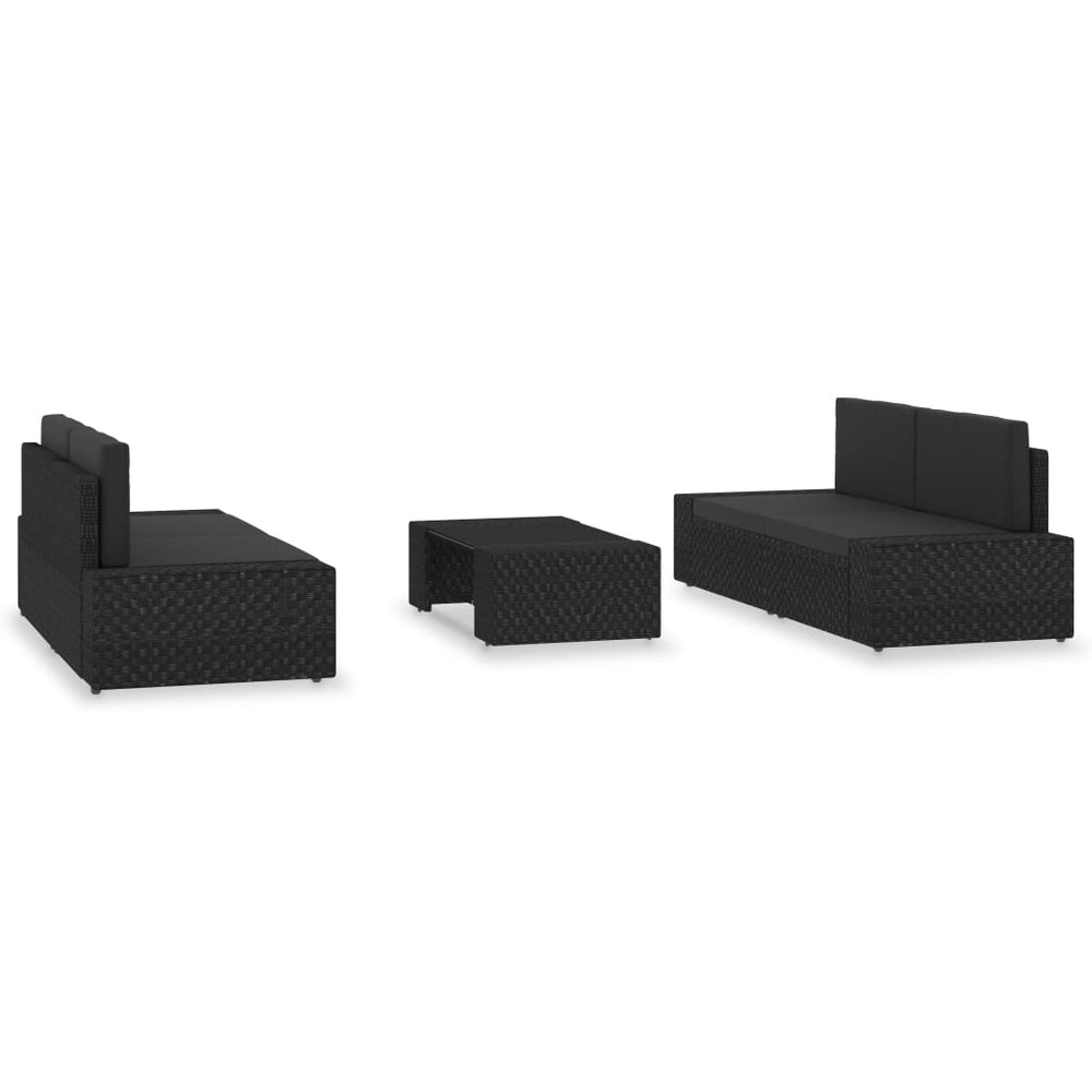vidaXL Salon de jardin 5 pcs résine tressée Noir