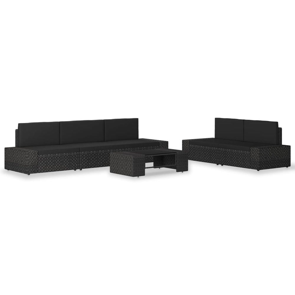 vidaXL Salon de jardin 6 pcs en résine tressée Noir
