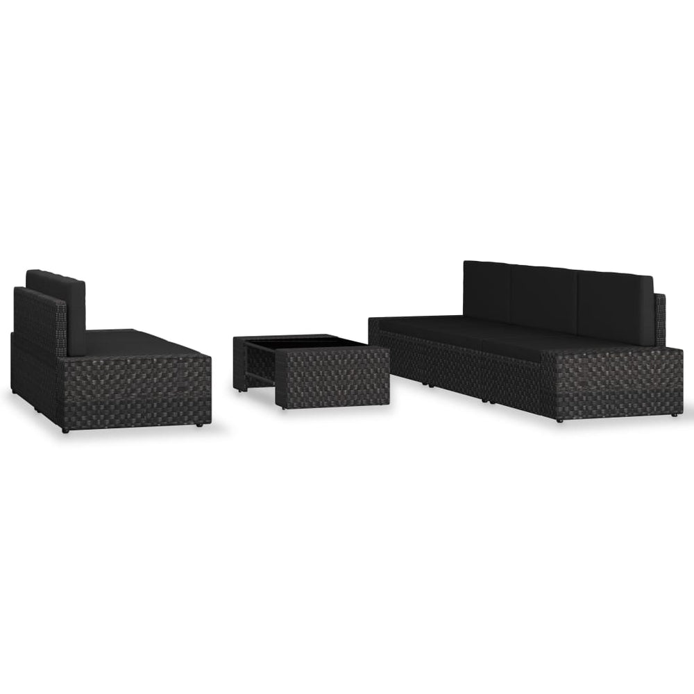 vidaXL Salon de jardin 6 pcs en résine tressée Noir
