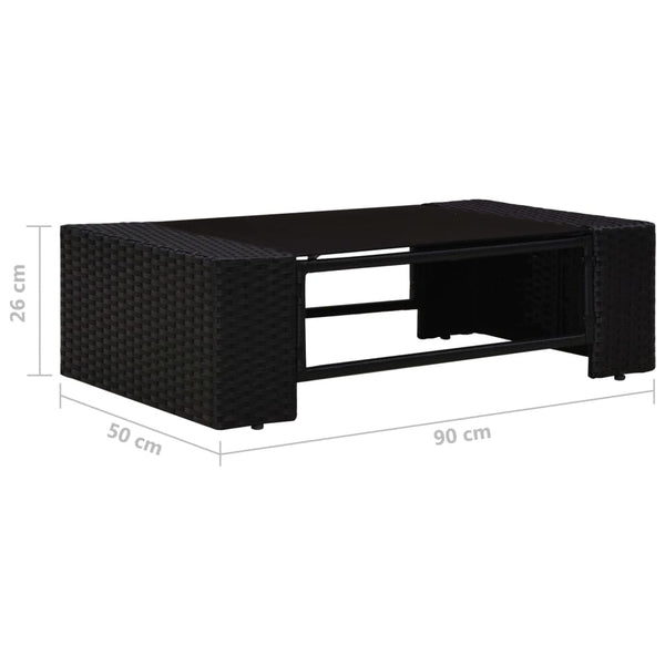 4-tlg. Garten-Lounge-Set Poly Rattan Schwarz