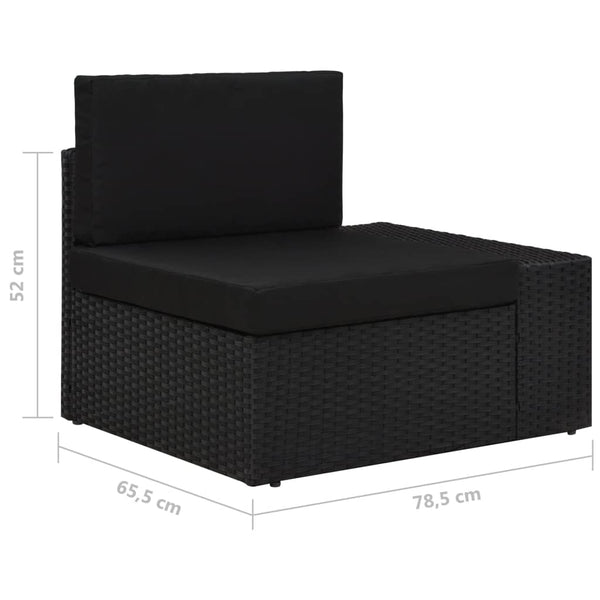 4-tlg. Garten-Lounge-Set Poly Rattan Schwarz