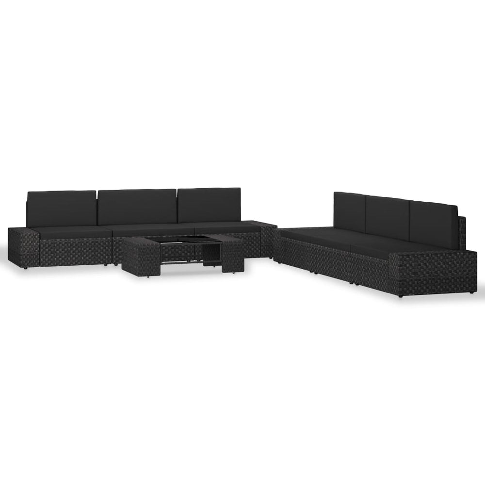 vidaXL Salon de jardin 7 pcs en résine tressée Noir