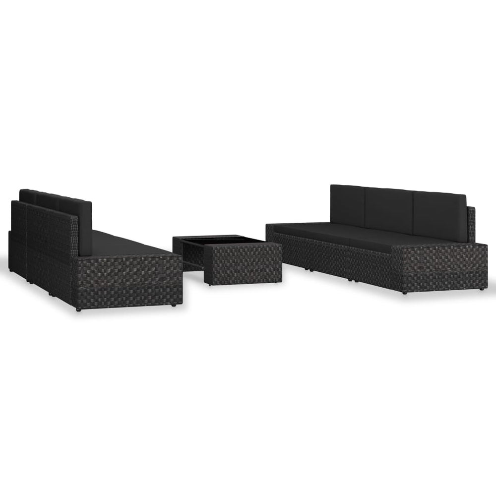 vidaXL Salon de jardin 7 pcs en résine tressée Noir