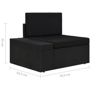 7-tlg. Garten-Lounge-Set Poly Rattan Schwarz