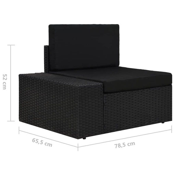 7-tlg. Garten-Lounge-Set Poly Rattan Schwarz