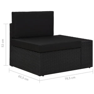 7-tlg. Garten-Lounge-Set Poly Rattan Schwarz