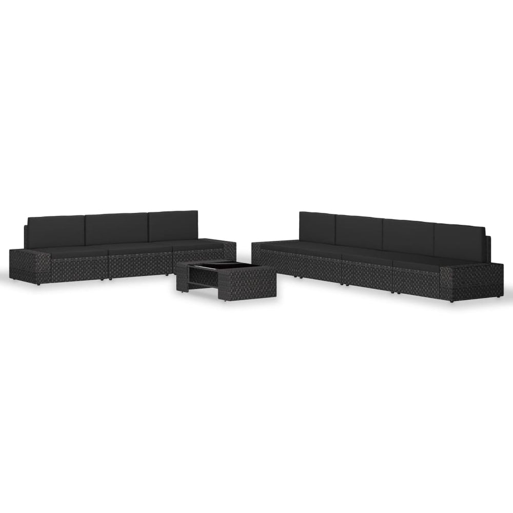 vidaXL Ensemble de jardin lounge 8 pcs Résine tressée Noir